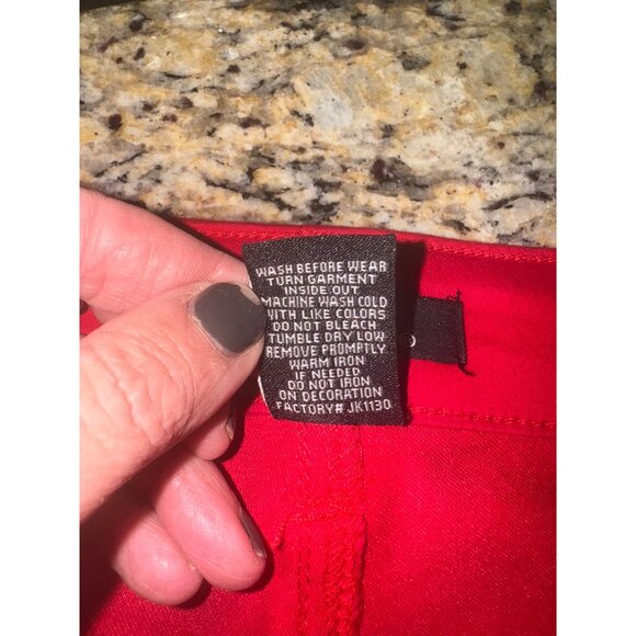 d.jeans Red Mid-Rise Skinny Jeans With Pearl Accents Size 10 Stretch Slimming - Picture 5 of 7